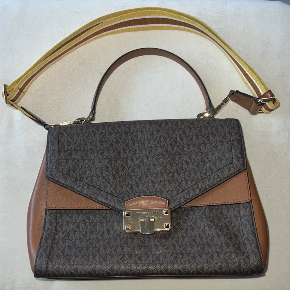 Michael Kors Brown and Tan Satchel with Signature Style